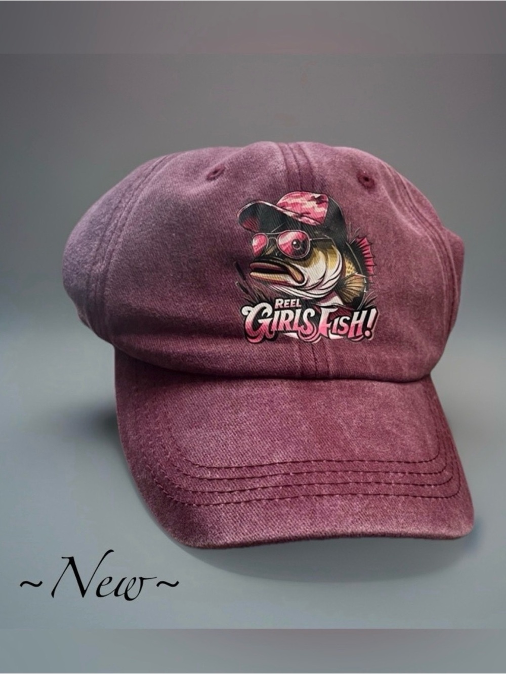 Maroon Denim adjustable  Girls Love Fishing Hat 🎣🆕🎣 A - 5 for 25 item
